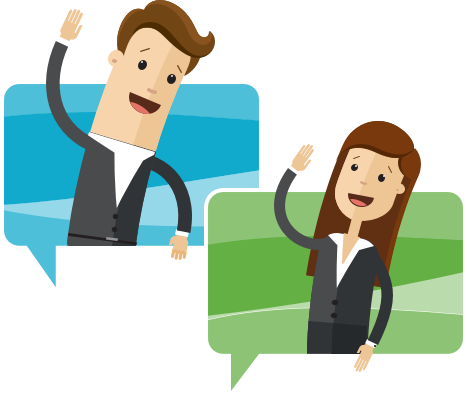 Animated Business man and woman waving